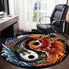 1pc Dragon Phoenix Yin Yang Symbol Chair Carpet for Office Non-Slip, Machine Washable Rug for Office - Holiday DecorMachine Made Yy25