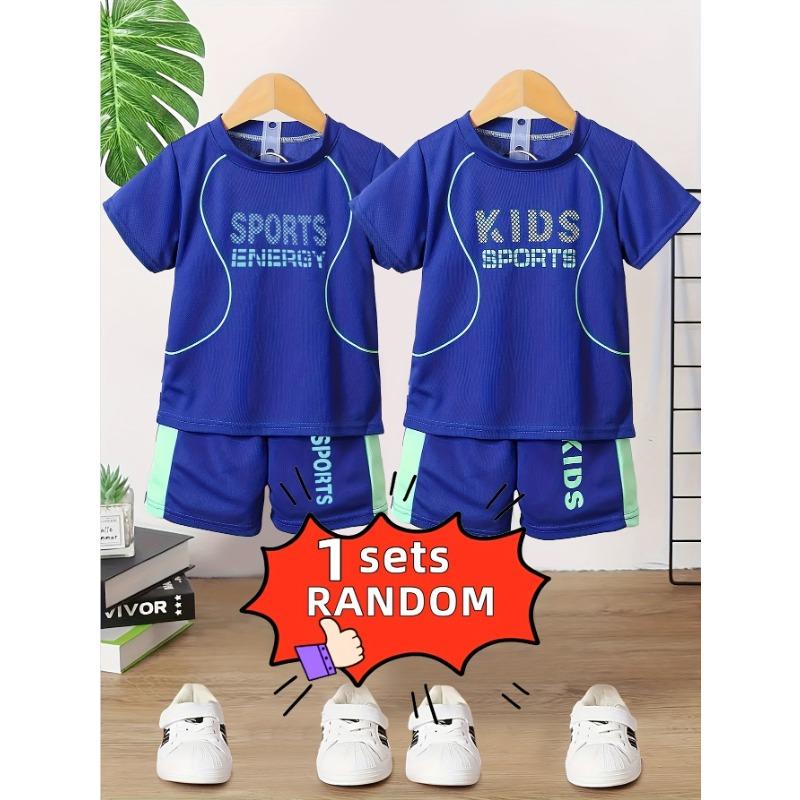 Two-piece Children's Quick-drying Sports Suit Short-sleeved Shorts KIDS SPORTS Letter Printed T-shirt Lightweight