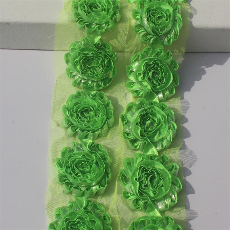 1y 2.5 Inch Shiny Fabric Flowers for Princess Girls Headbands Hair Accessories Kids Shirts Dress Shoes DIY Crafting Flowers