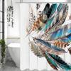 Colorful Feather Shower Curtain, Bathroom Decorative Shower Curtain, Waterproof Shower Curtain with Hooks