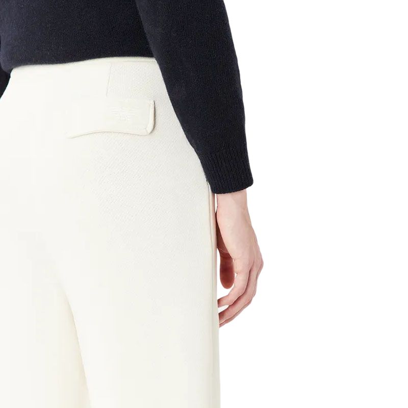 Emporio Armani Solid High-Waisted Loose Straight Leg Casual Pants Women Bottoms Off-White 6R2P9G-1JXAZ1-01I2