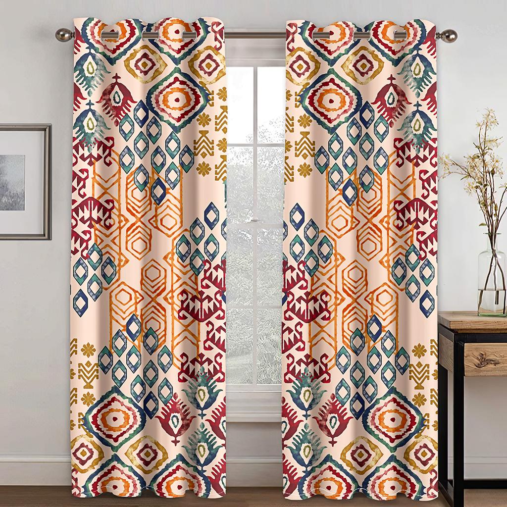 Luxury Bohemia Baroque Gothic Saba Abstract Window Curtains Blinds for Kids Bedroom Living Room Kitchen Door Home Decor 2Pieces