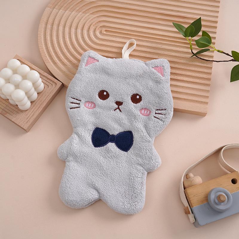 Adorable Cartoon Coral Fleece Hand Towel for Kids - Absorbent Kitchen/Bathroom Accessory
