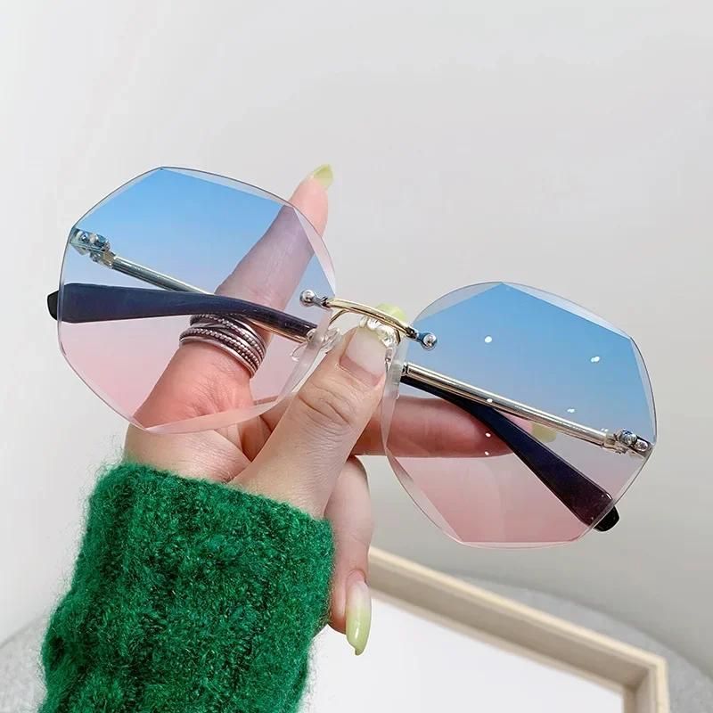 

Винтажные Модные Безободковые Квадратные Солнцезащитные Очки Женские Мужские Дизайнерские Роскошного Бренда Инс Солнцезащитные Очки для Женщин UV400