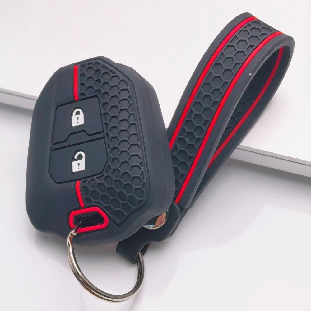 Soft Silicone Remote Key Case for Isuzu D Max Mu-x V-Cross Trooper with Keychain Honeycomb Texture Shockproof Key Fob Protector Wear Resistant чёрный