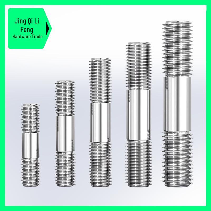 304 Stainless Steel Double-Ended Stud Bolt, M14-M22, with Extended Threads At Both Ends