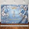2D Happy 1st Birthday Backdrop Crown Theme Party Decor Cloth