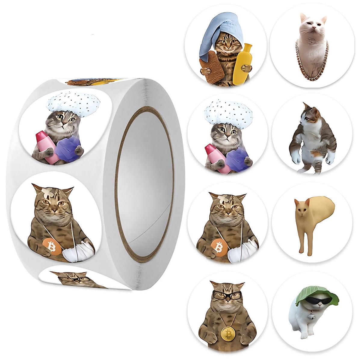 100-500pcs Cute Cat Animal Reward Sticker Kids  Motivational Stickers DIY Creative Friendly Campus Office Self-adhesive Lables