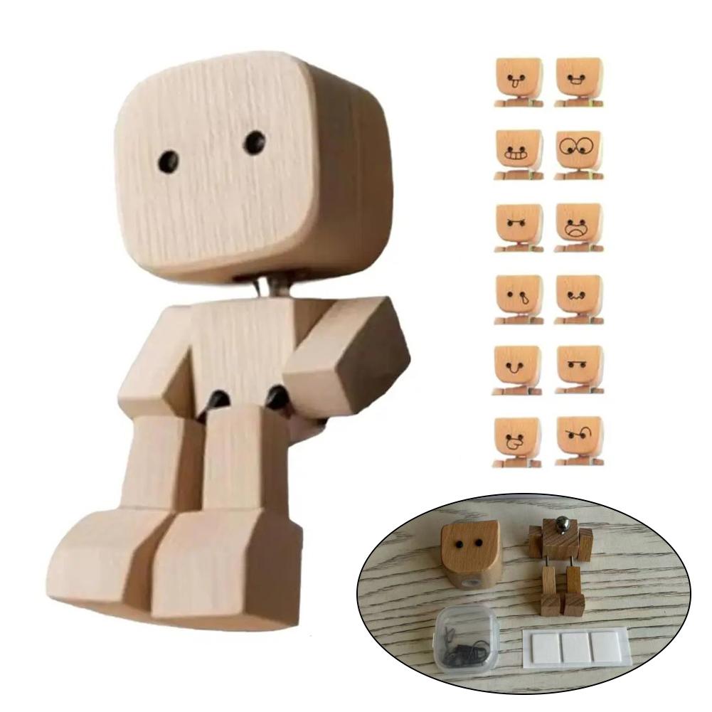 

Cute Shaking Legs Wooden Man Doll Figurine Car Dashboard Decoration Desktop Ornament Creative Gift for Home Office