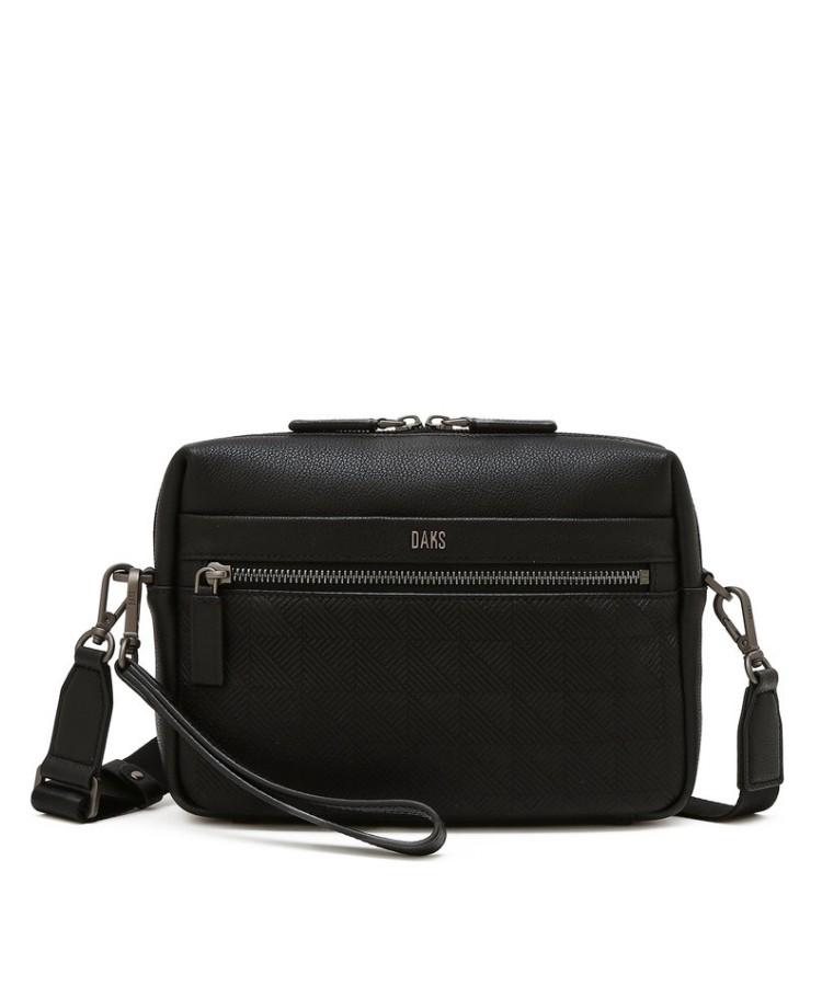 Daks Men'S Accessories Black Logo-Detailed Cowhide Crossbody Bag_Dbba6E267Bk