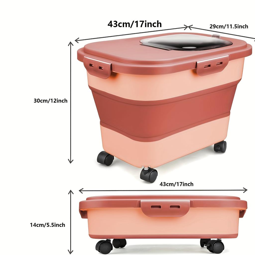 Collapsible with Wheels Cat Dog Food Storage Container Dry Pet Food Box with Lids Airtight Sealing Kitchen Grain Storage Boxes