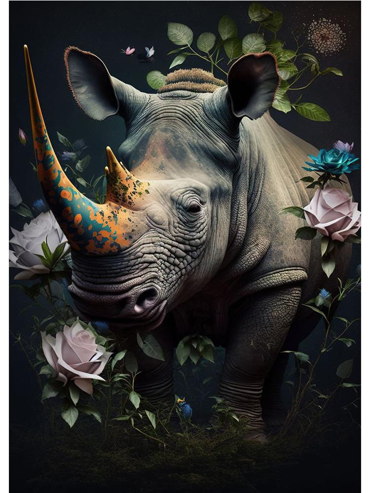 

Винтажные животные в джунглях, цветы, холст, картина, печать плакатов, павлин, тукан, попугай, слон, обезьяна, настенная живопись, домашний декор для комнаты 21x30cm No Frame