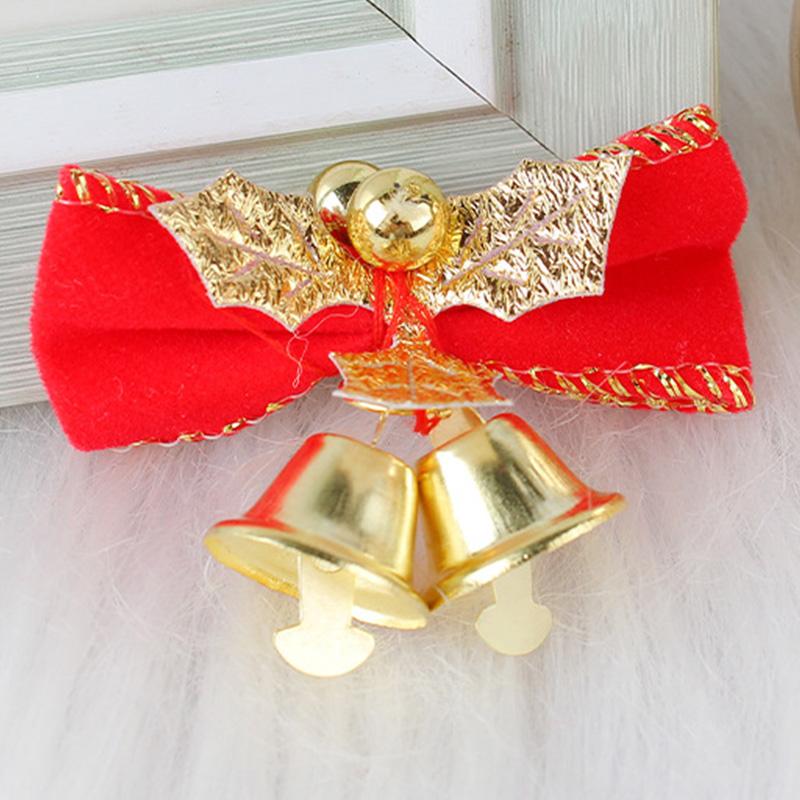 2Pcs Mini Christmas Bow With Bell Hanging Ornament for Xmas Tree Wreath Accessories Home Party New Year Gift 2025 Navidad