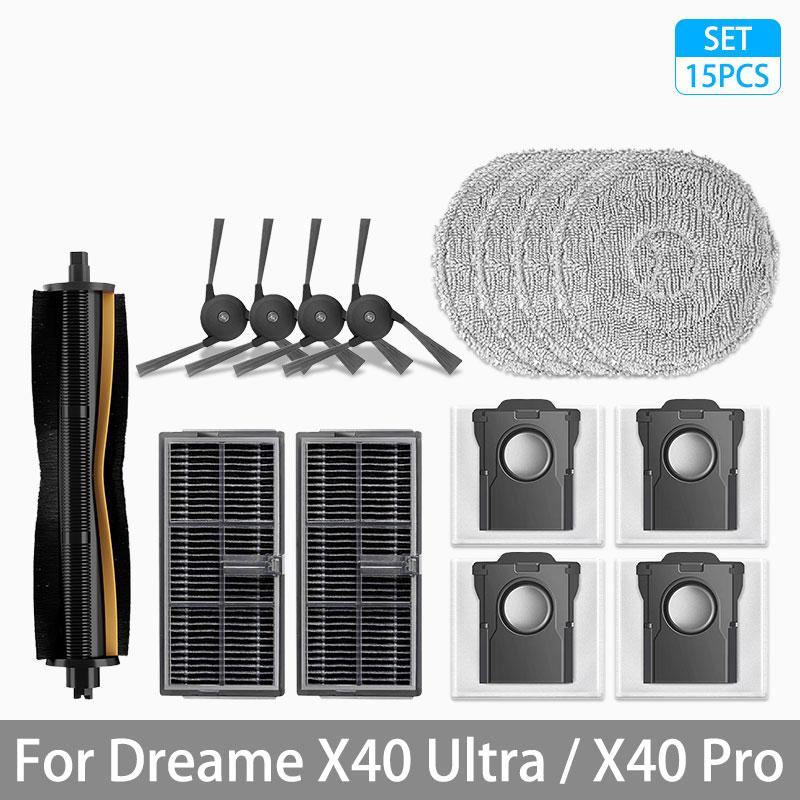 For Dreame X40 Ultra / X40 Pro Accessories Rubber Main Side Brush Mop Cloth Dust Bag HEPA Filter Robot vacuum Replacement Parts