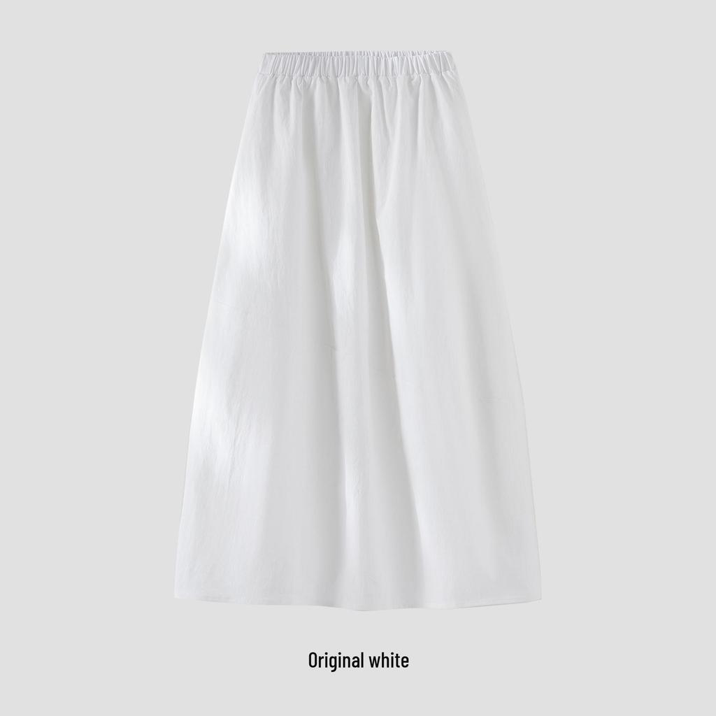 Rong Tai Women's Spring 2026 A-Line Cotton Skirt - Breathable Elastic Waist with Large Hem