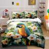 Parrot perched among vibrant flowers Print Soft Comfortable Duvet Cover Bedding Set Included 1*Duvet Cover 2*Pillowcases