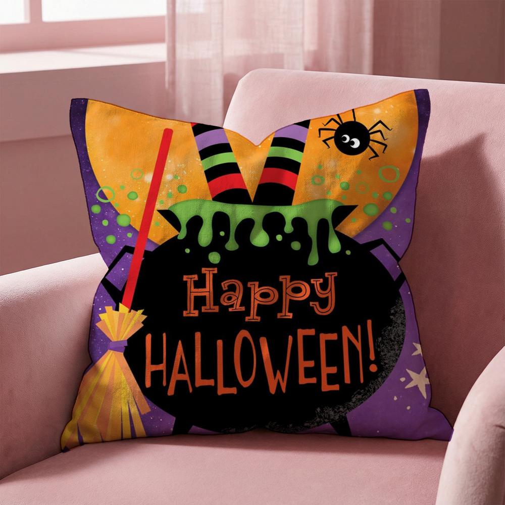 Scary Halloween Bat Pumpkin Cushion Cover Multi-Scene Pillow Cover for Home & Car - Reversible, Soft & Durable for Daily Use