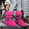 Fashion Faux Fur Boots Women Winter Snow Boots Luxury Fluffy Fuzzy Short Botas Warm Cozy Mid-Calf Botas Mujer Cross Belt Buckle PlusSize
