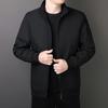Men's Executive Stand-Up Collar High-End Coat - Autumn/Winter, Casual Loose Fit, Plus Velvet, Middle-Aged Style