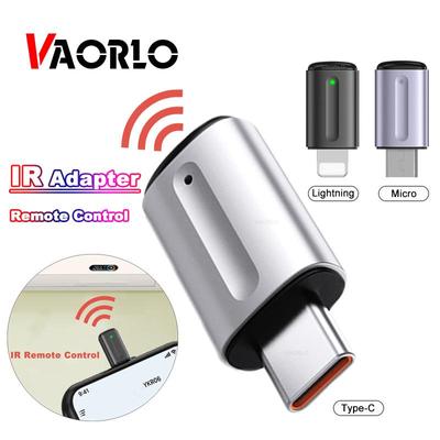 VAORLO Adaptér IR dálkového ovládání Bezdrátový přenosný infračervený vysílač APP Hlasové ovládání pro mobilní telefon Micro Type-C Lightning Plug