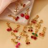 Vitality Sweet Wind Rhinestone Variety Jewelry Buckle Cherry Pendant Stainless Steel Gold Plated Exquisite Accessories