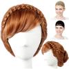 CaseEden Cosplay Wig, Short, Bun, Braided, Heat-Resistant, Brown, Set of 2 Wig Nets