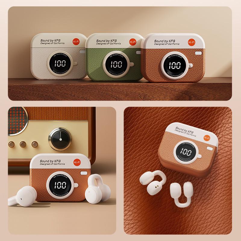 Vinyl Retro Camera Bluetooth Earphones - Trendy High-Quality Wireless Audio for Women & Students