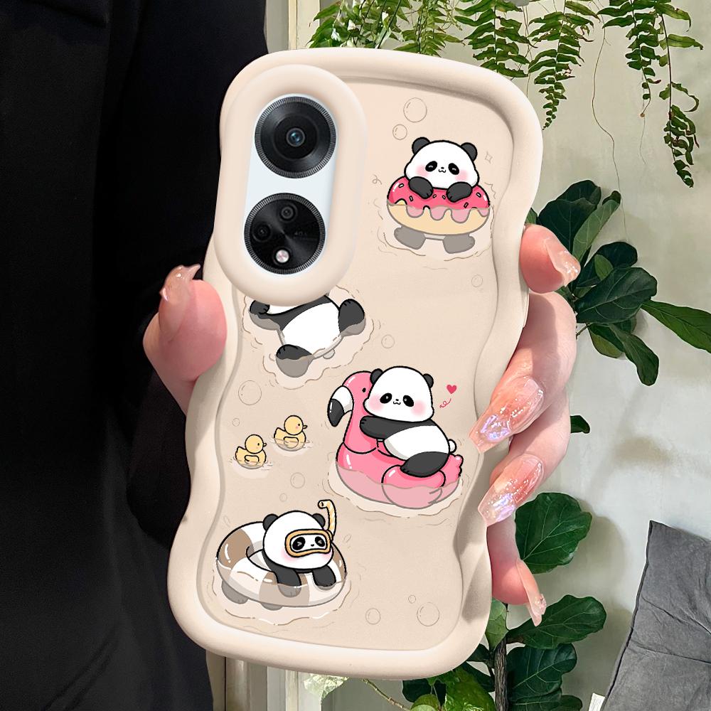 

Окрашенный узор Big Wave Edge Мягкий силиконовый материал Macaron чехол для телефона противоударный защитный резиновый чехол для OPPO Reno Realme OPPO A98 5G белый