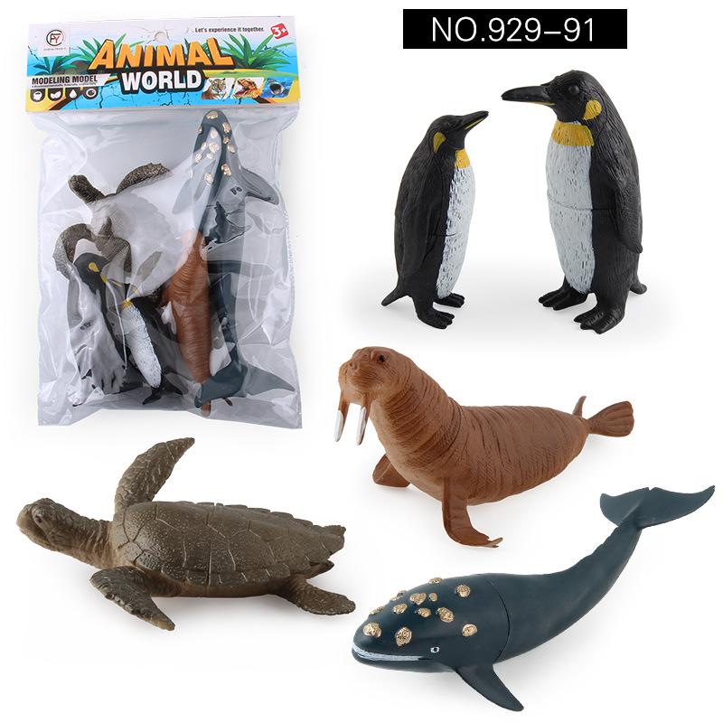 Children'S Cognitive Toy Simulation Model 6-Piece Set Of Marine Creatures, Sea Turtles, Seals, Penguins, Ornaments, Dolls Can Be