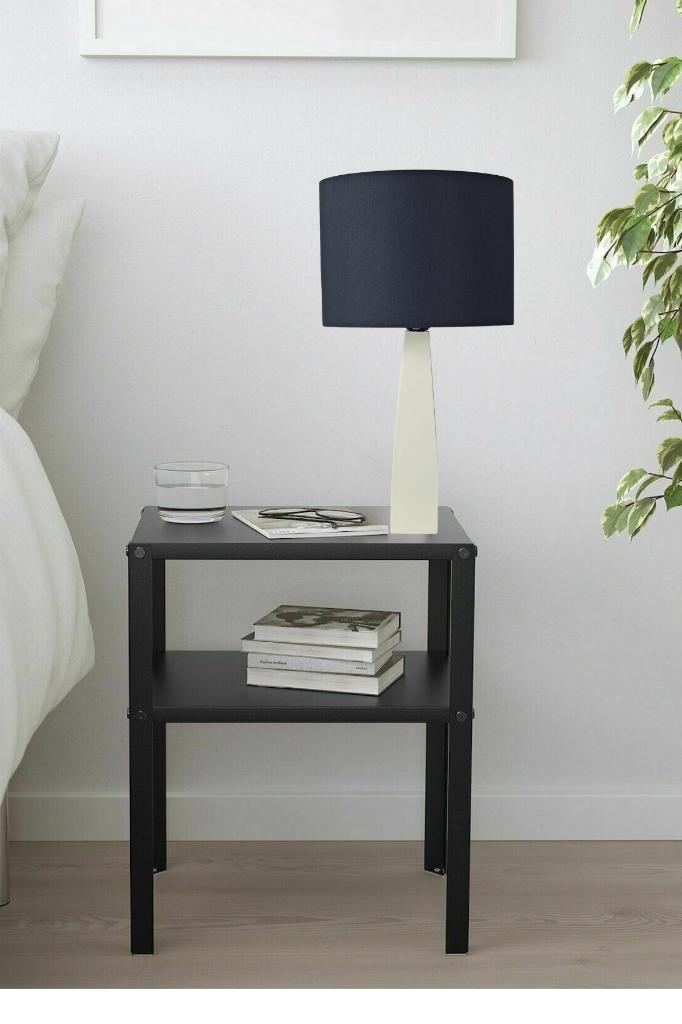 

Belin Cream Wooden Leg Black Fabric Headboard Lampshade Bedroom Living Room Reading Corner