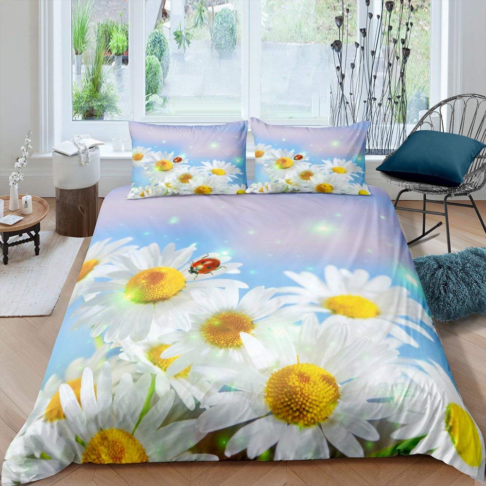 Comforter Ladybug Comforter Set Ladybug On Green Leaf Wild Wildlife Theme Microfiber Bedding Set 3Pcs For Kids Teens