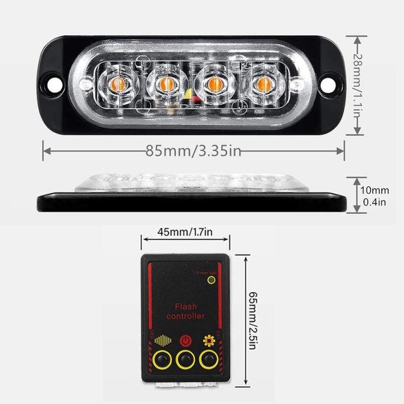 LED Emergency Light 12V 24V Amber LED Truck Car Grille Lights Flasher LED Emergency Beacon Strobe Signal Light