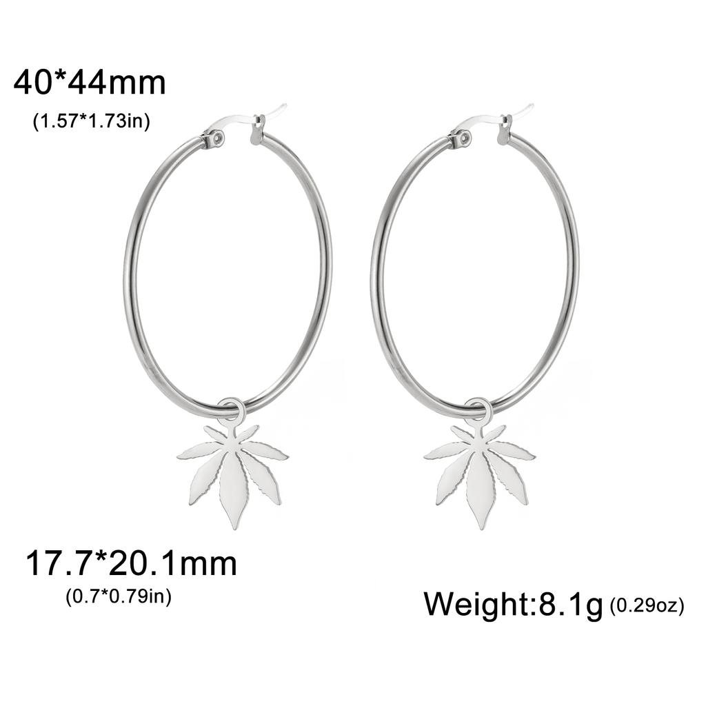 Teamer Trendige Große Creolen Stern Sonne Herz Blume Ahornblatt Edelstahl Ohrringe für Damen Mädchen Street Office Schmuck