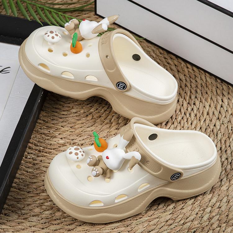 Thick-soled EVA hole shoes women's summer outer wear muffin bottom bag head half drag non-slip fashion heightening beach cool slippers