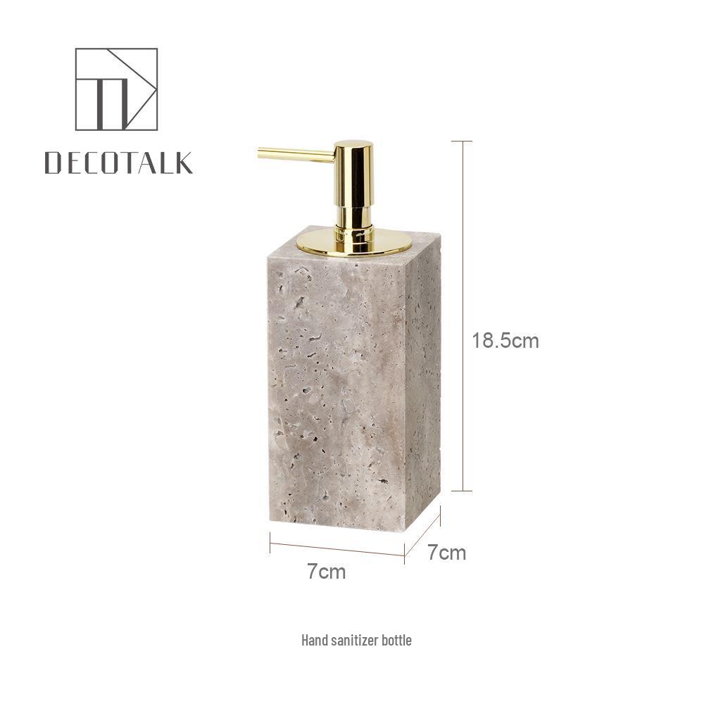 Set da Bagno Travertino Grigio Argento Wabi-Sabi: Vassoio e Decorazione per Lavabo.