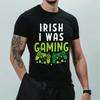 Ich wünschte, ich wäre beim Spielen St. St. Patrick's Day 100% Baumwolle T-Shirt Herren T-Shirts Oberteil, Unisex Gamer Irisches T-Shirt