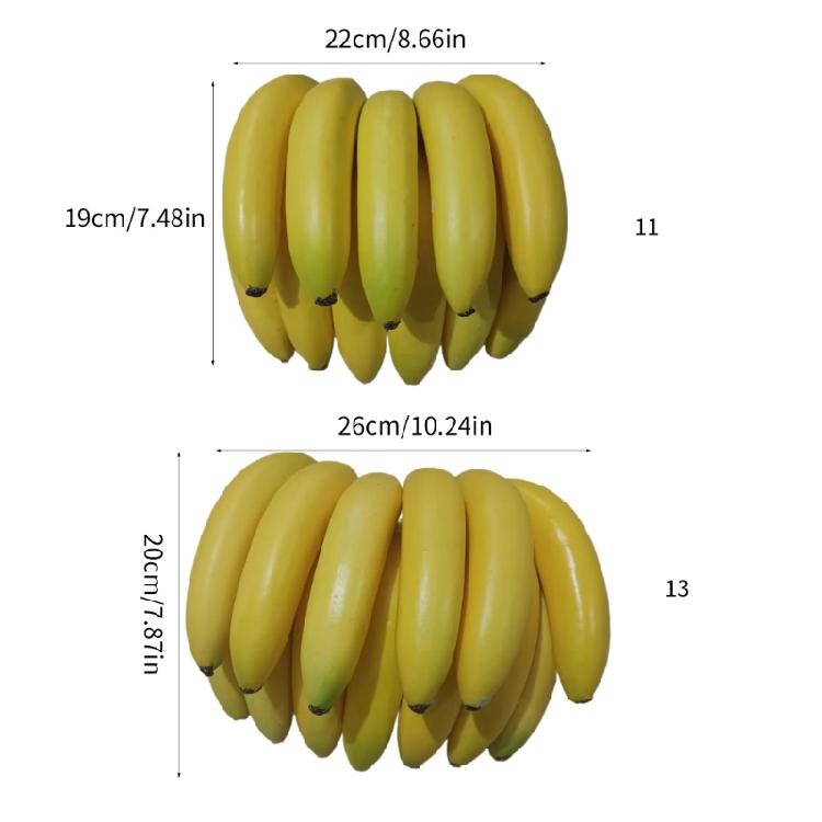 11/13 Head Banana Bunch Artificial Realistic Fruit for Shop Home Holiday Decors