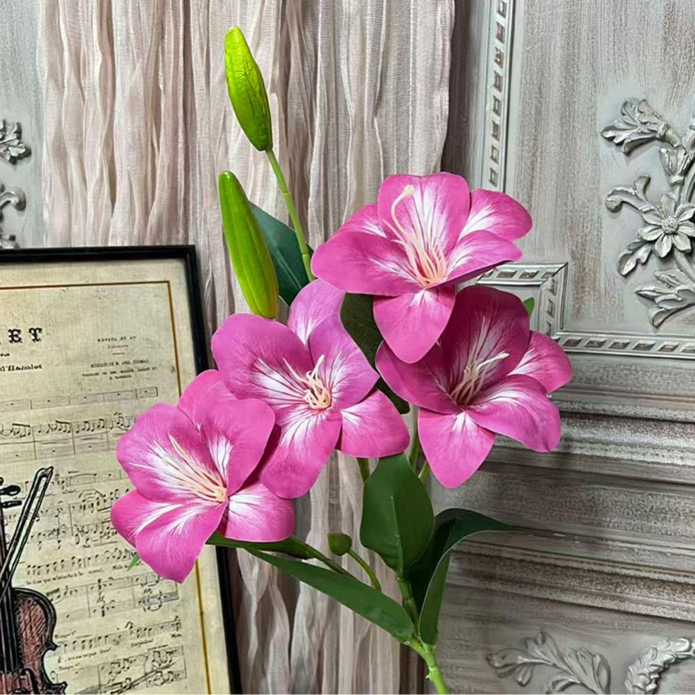 65cm Artificial Lily Flower 3D Printing Wedding Bridal Bouquet Fake Lily Bouquet  Living Room Decor