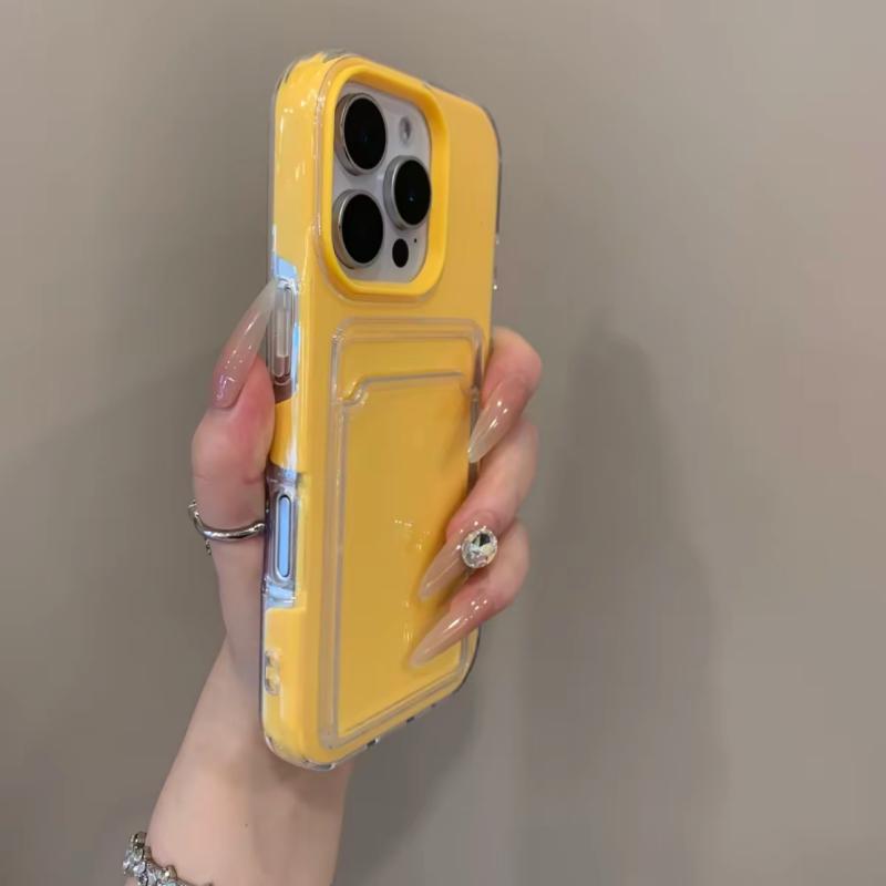 NEW 2 in1  TPU+PC Card Bag Candy Color Phone Case For iPhone 16 15 Pro Max 12 13 14 11 Protective Cover Funda Coque