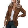 2026 Autumn Women's Long Sleeve Solid Color Suit Collar Single-Breasted Coat