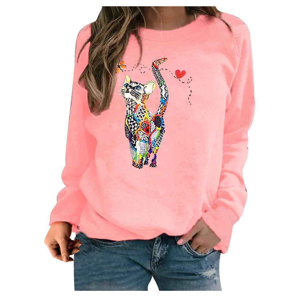 Women's Hooded Print Sweatshirt Long Sleeve Top Women
