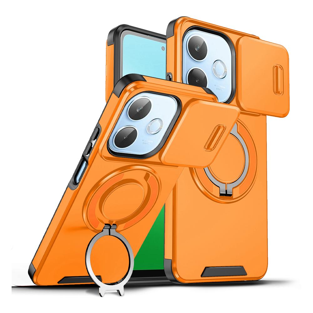 KEYSION 360° Rotating Ring Stand Phone Case for OPPO A5 Pro 5G Slide Camera Protection Magnetic Shockproof Cover for OPPO A5 Pro