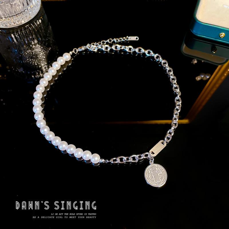 Non-Fading Pearl Necklace 2021 New Female Niche Design Creative Neck Chain Simple Hip-Hop Collarbone Chain