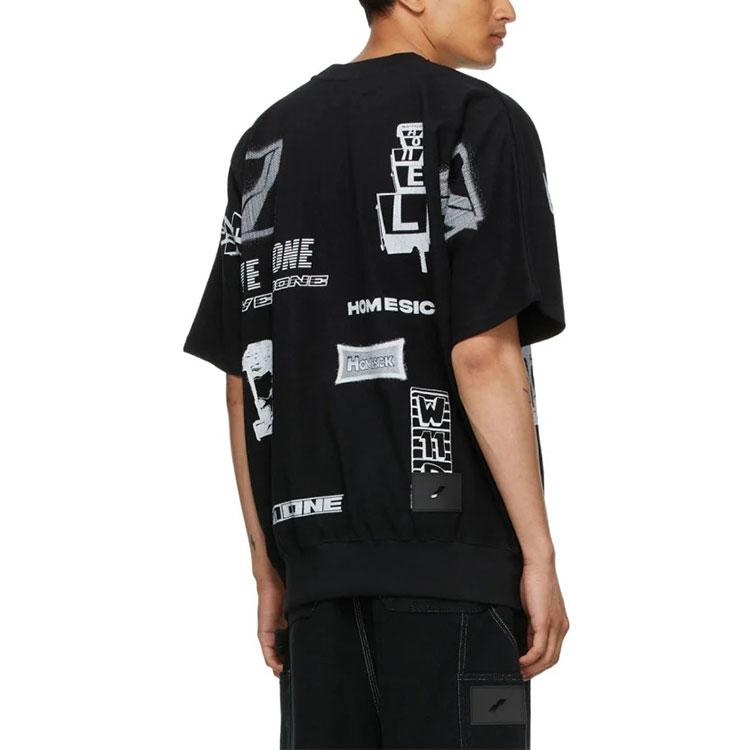 We11done Ss21 Graphic All Over Logo Short Sleeve T-Shirt Unisex T-Shirt Black WD-TT1-21-515-U-BK