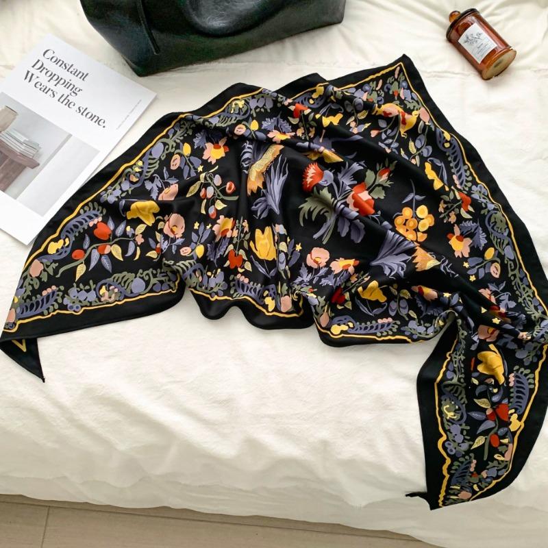 Cashew flower silk scarf new trend bag headscarf headband neck protector scarf scarf small shawl triangle scarf fart curtain
