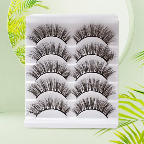 Yousheng 5 Pairs False Eyelashes All-match Natural Long 3D Mink Lashes Curling Fake Eye Lashes Makeup Tool for Party