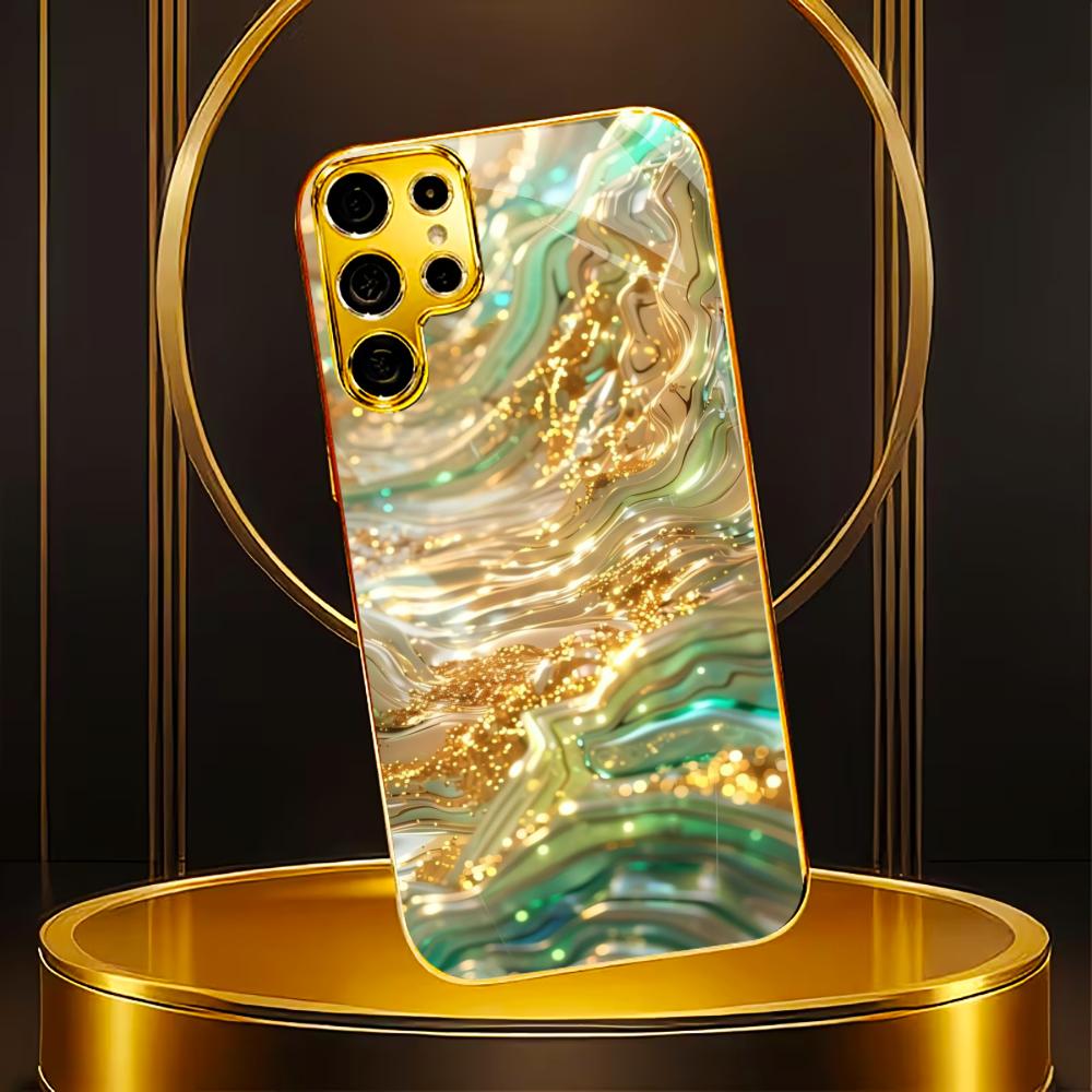 Atmosphere Simplicity High-end Electroplating Glass PhoneCase for Samsung Galaxy S26 S25 S24 S23 S22 S21 FE,Ultra,Plus