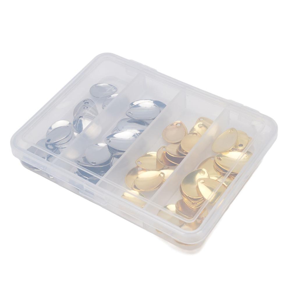 80PCS Gold and Silver Fishing Spoon Rigs with Box Fishing Spinner Blades Fishing Lure Accessories