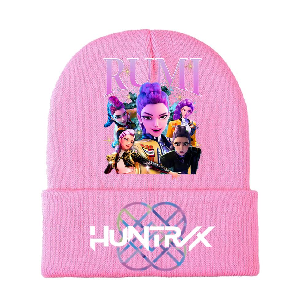 K-Pop Demon Hunters Kids Boys Girls Rumi Zoey Mira Knitted Hat Velvet Hat Autumn Winter Warm Kids Knitted Cap
