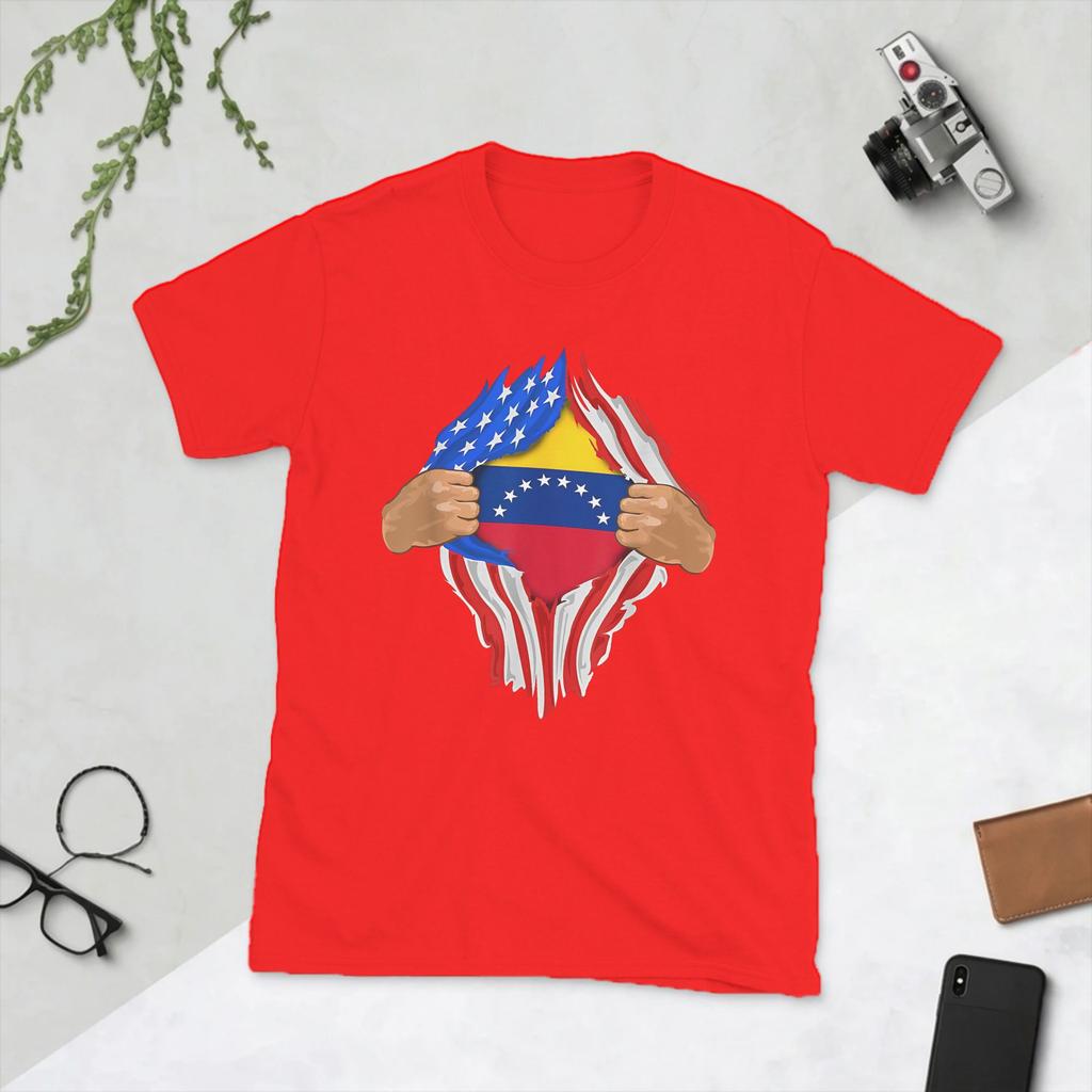 Unisexs Venezuelan Blood Inside Me Venezuela Flag T Shirt Pure Cotton Tops Unique Short Sleeve Crewneck Tees Gift Idea TShirts